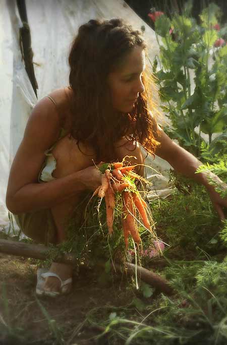 Corina Sahlin picking carrots